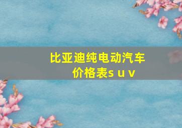 比亚迪纯电动汽车价格表s u v